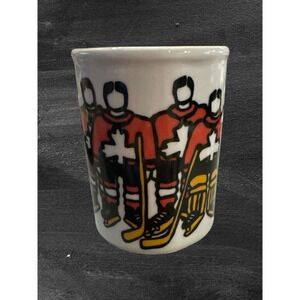 Marc Tetro Danesco Canadian Hockey Coffee Mug 4" Handpainted Maple Leaf NWOT